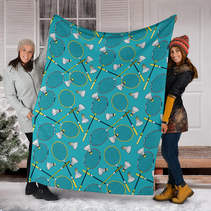 Badminton Pattern Print Design 06 Premium Blanket