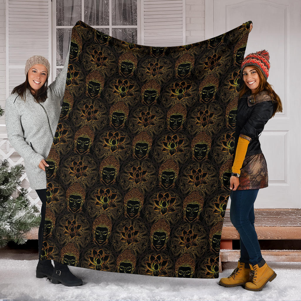 Buddha Pattern Print Design 03 Premium Blanket