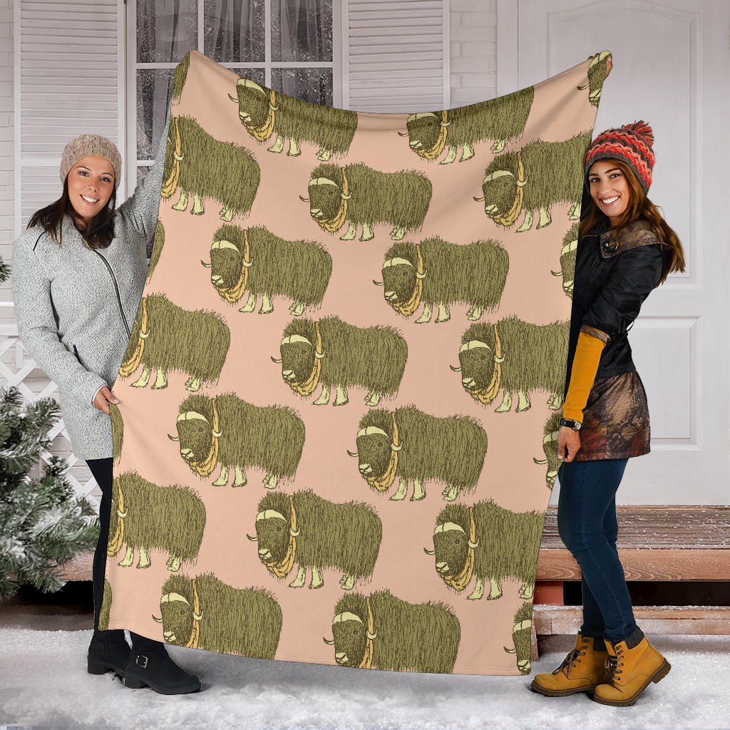 Yak Pattern Print Design 01 Premium Blanket