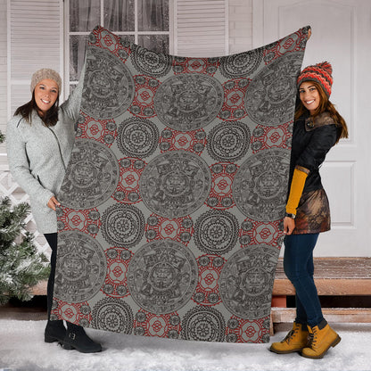 Calendar Aztec Pattern Print Design 04 Premium Blanket