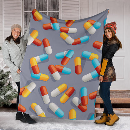 Pill Pattern Print Design A01 Premium Blanket