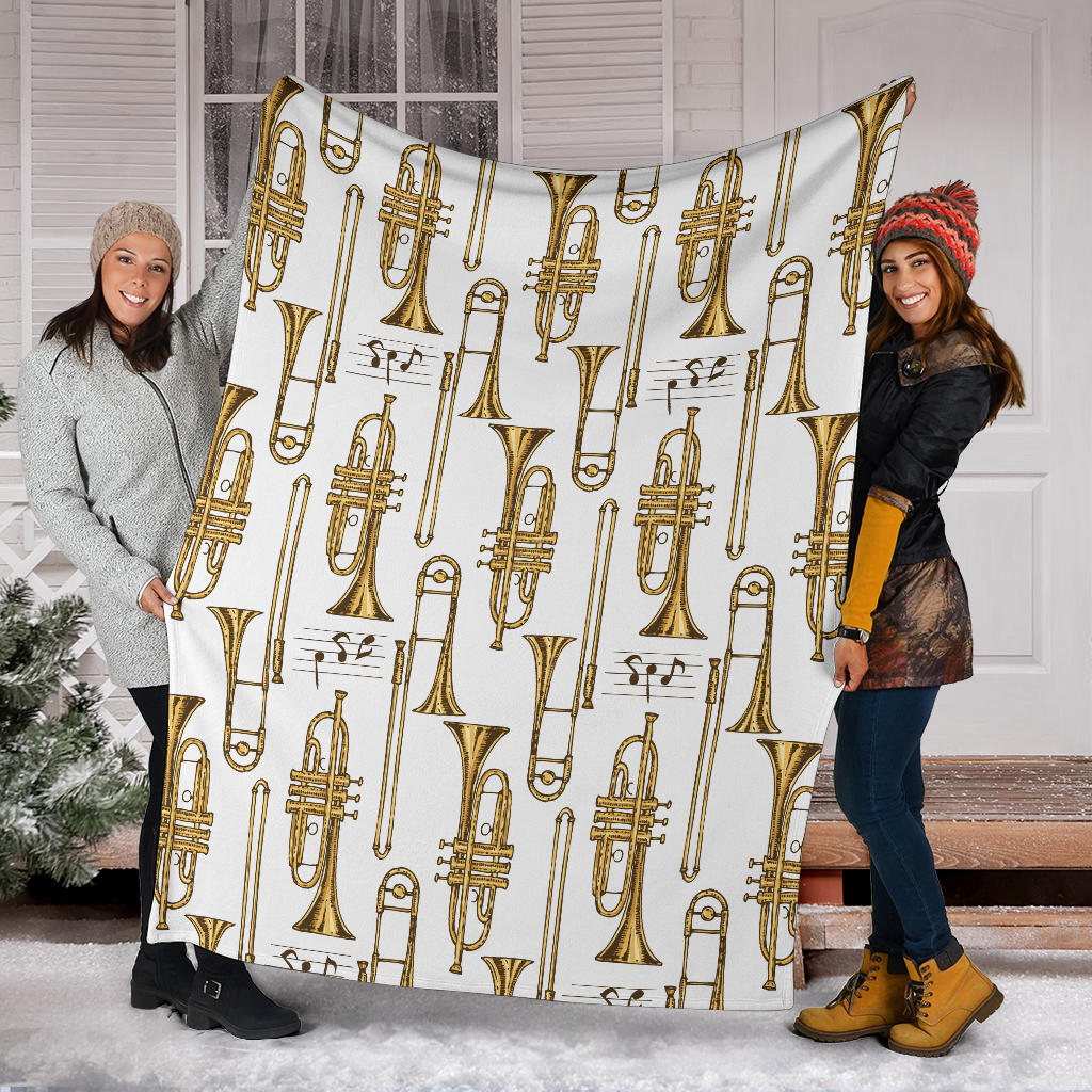 Trombone Pattern Print Design 04 Premium Blanket