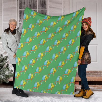 Budgerigar Pattern Print Design 01 Premium Blanket