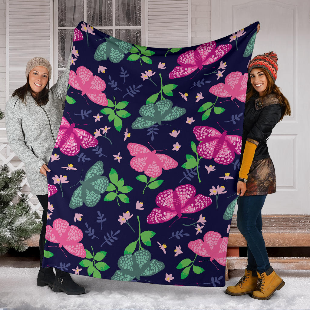 Monarch Butterfly Pattern Print Design 03 Premium Blanket