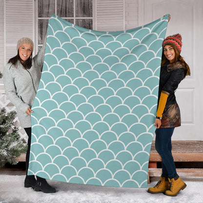 Scales Teal Pattern Print Design 02 Premium Blanket