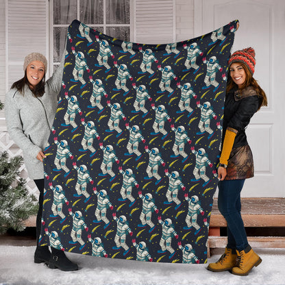 Astronaut Pattern Print Design 04 Premium Blanket