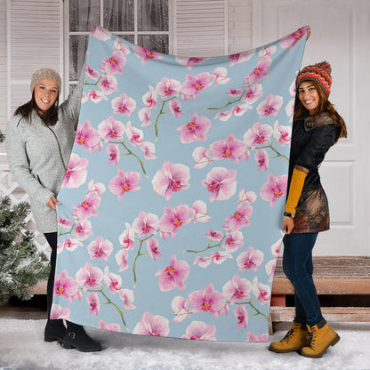 Orchid Pattern Print Design A01 Premium Blanket