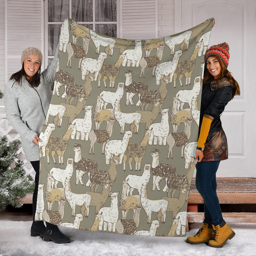 Alpaca Pattern Print Design 01 Premium Blanket