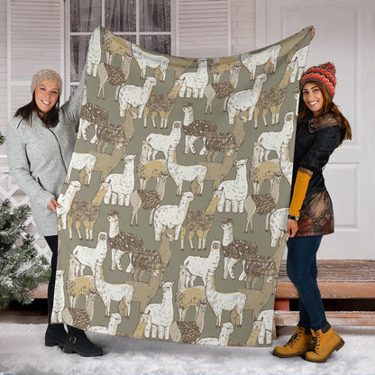 Alpaca Pattern Print Design 01 Premium Blanket