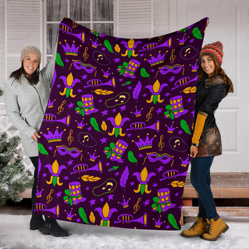 Mardi Gras Pattern Print Design 08 Premium Blanket