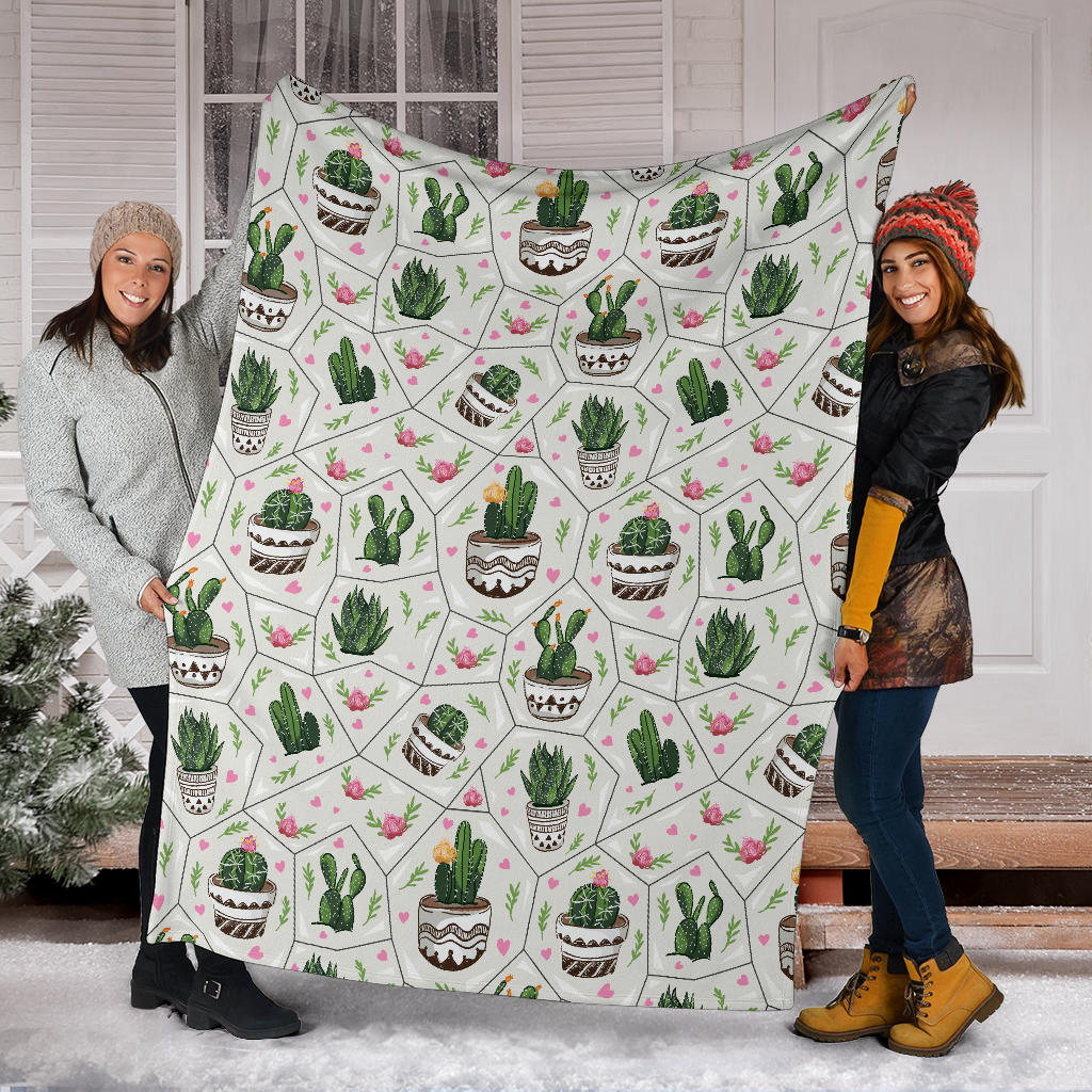 Cactus Pattern Print Design 04 Premium Blanket