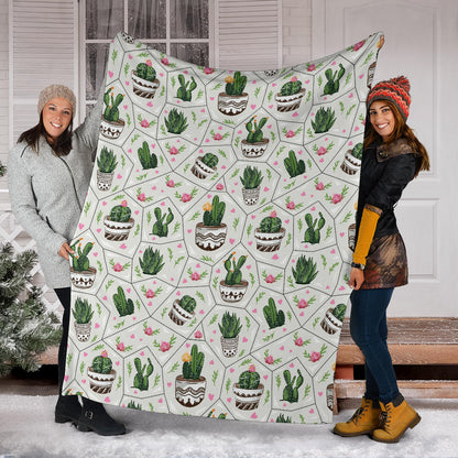 Cactus Pattern Print Design 04 Premium Blanket
