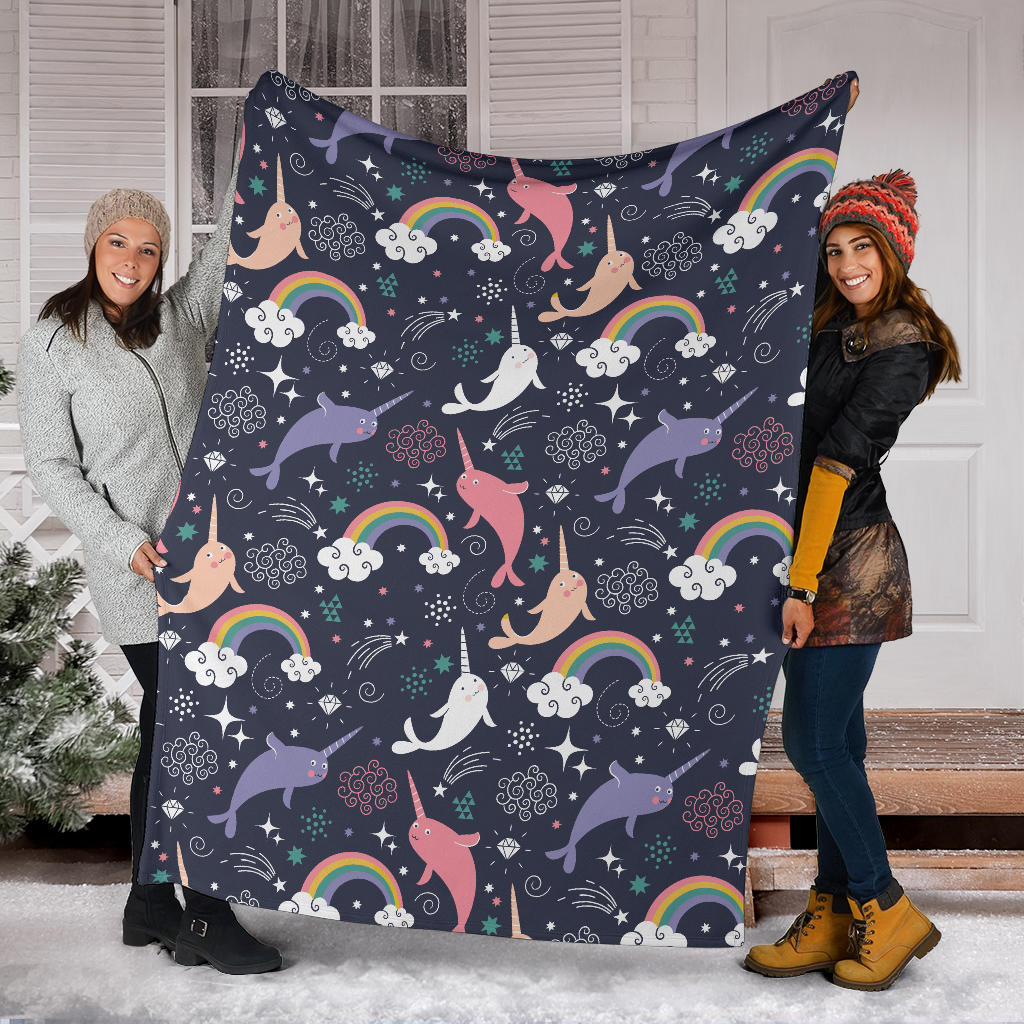 Narwhal Pattern Print Design 01 Premium Blanket