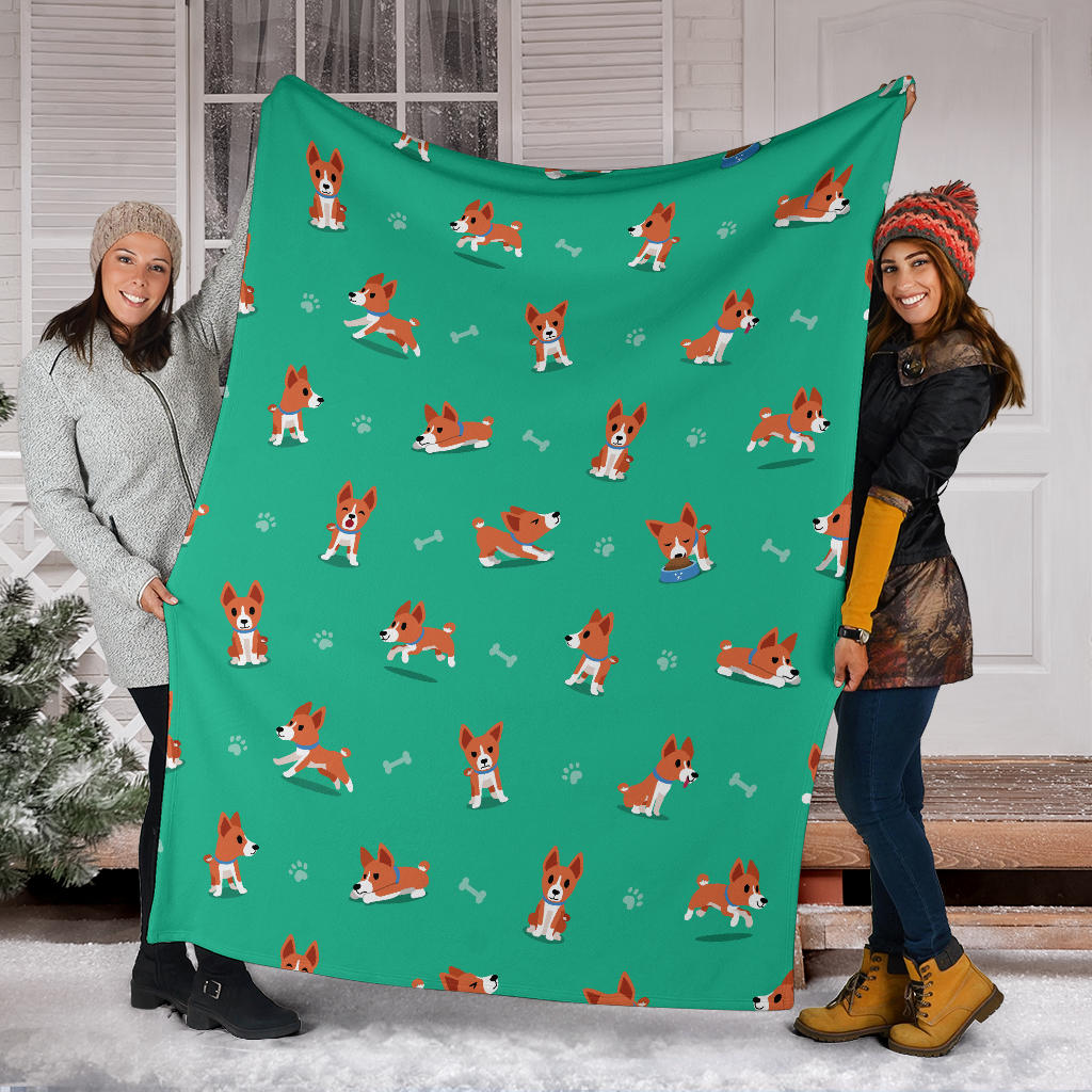Basenji Pattern Print Design 02 Premium Blanket