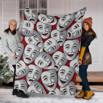 Acting Mask Pattern Print Design 01 Premium Blanket