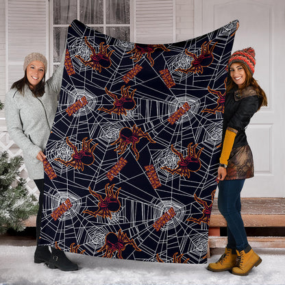 Tarantula Spiderwebs Pattern Print Design 01 Premium Blanket