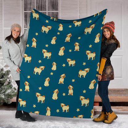 Pug Pattern Print Design A06 Premium Blanket