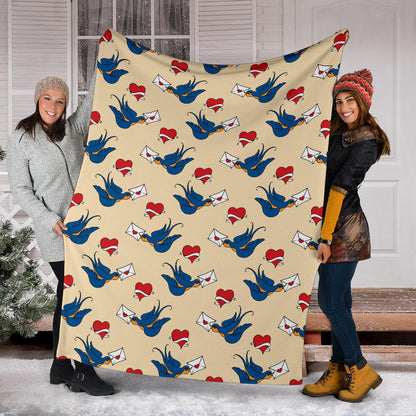 Swallow Bird Pattern Print Design 05 Premium Blanket