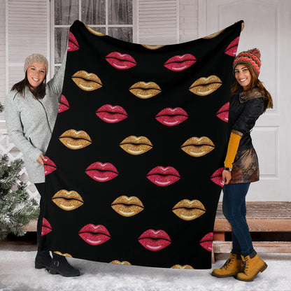 Lip Pattern Print Design 03 Premium Blanket
