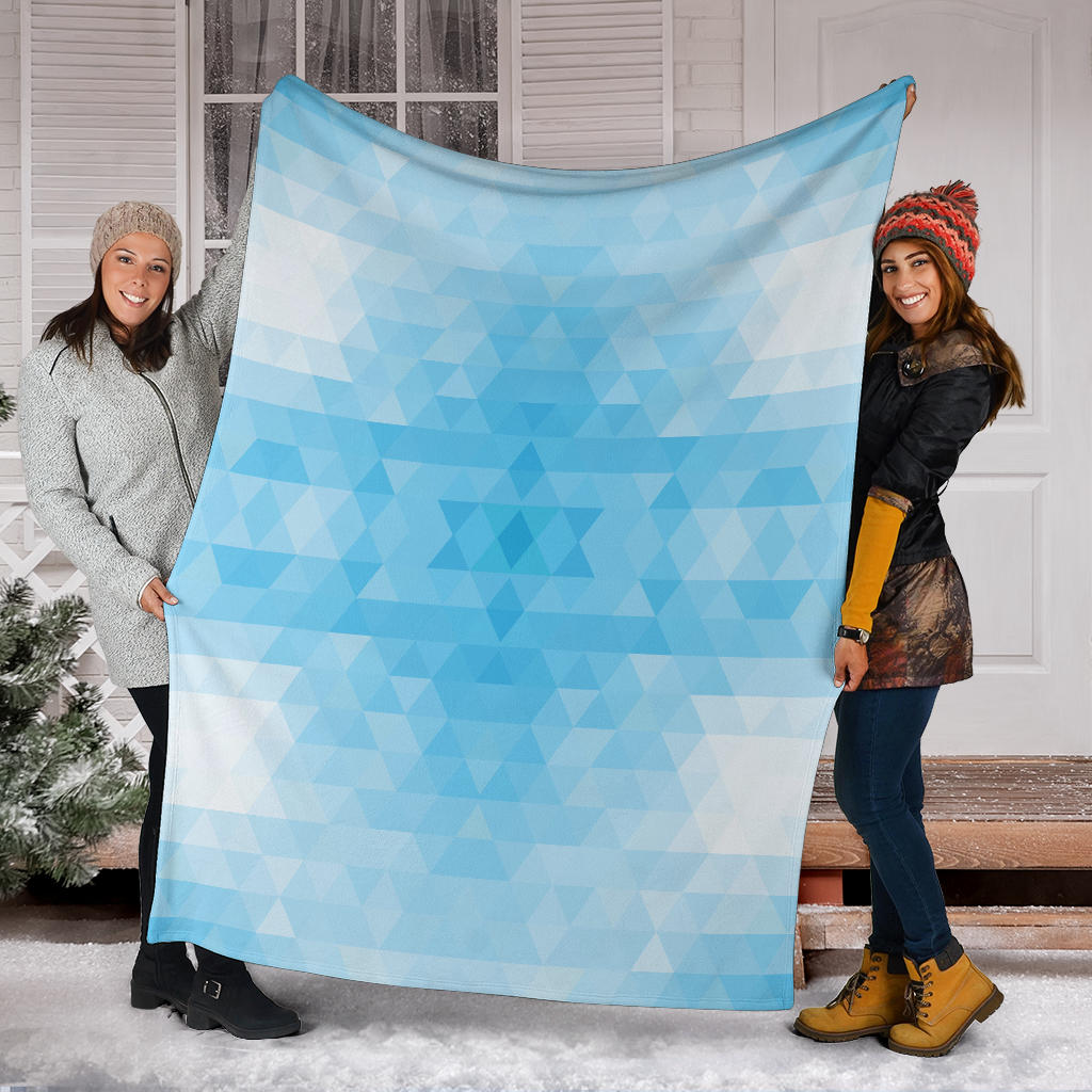 Geometric Blue Pattern Print Design 01 Premium Blanket