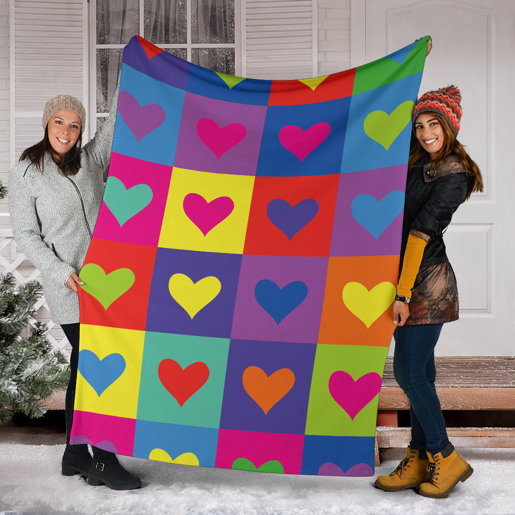 Pop Art Heart Pattern Print Design A01 Premium Blanket
