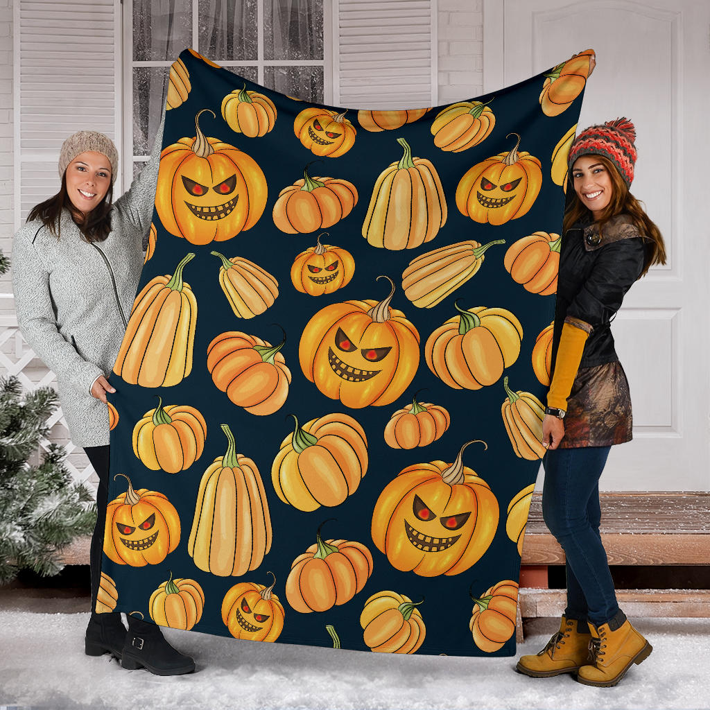 Pumpkin Halloween Pattern Print Design A04 Premium Blanket