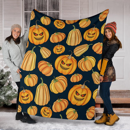 Pumpkin Halloween Pattern Print Design A04 Premium Blanket
