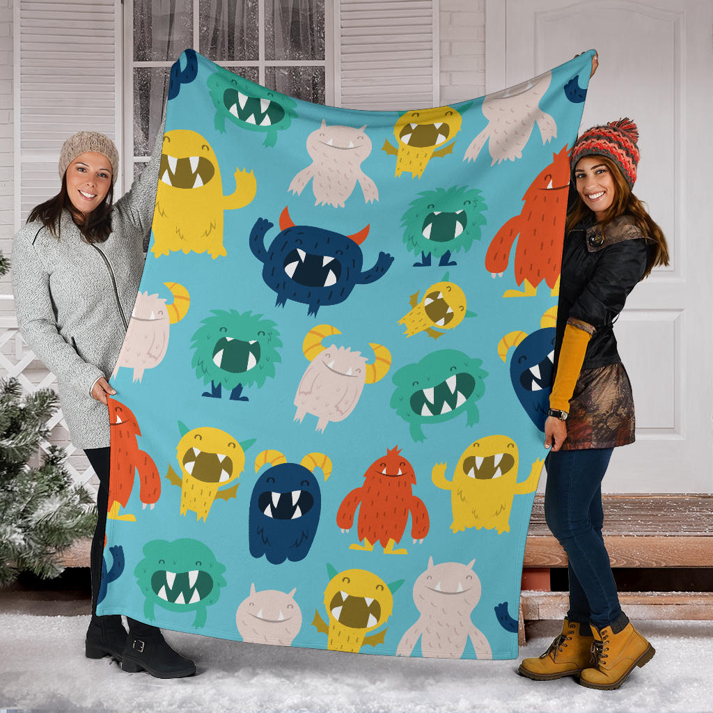 Monster Cartoon Pattern Print Design 03 Premium Blanket