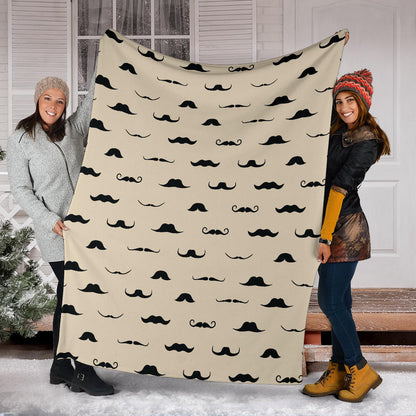 Mustache Pattern Print Design A03 Premium Blanket