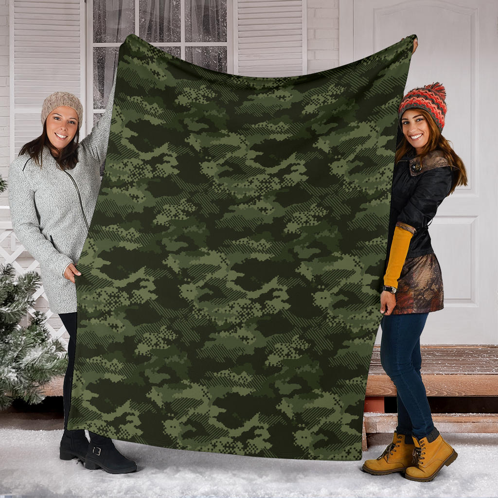 Army Camouflage Pattern Print Design 02 Premium Blanket