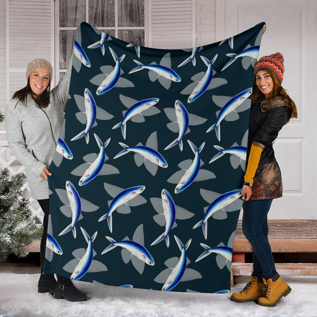 Flying Fish Pattern Print Design 04 Premium Blanket