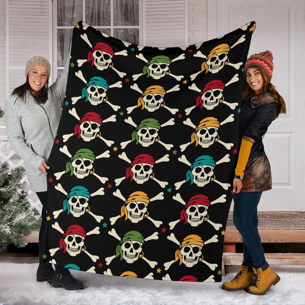 Pirate Pattern Print Design A01 Premium Blanket