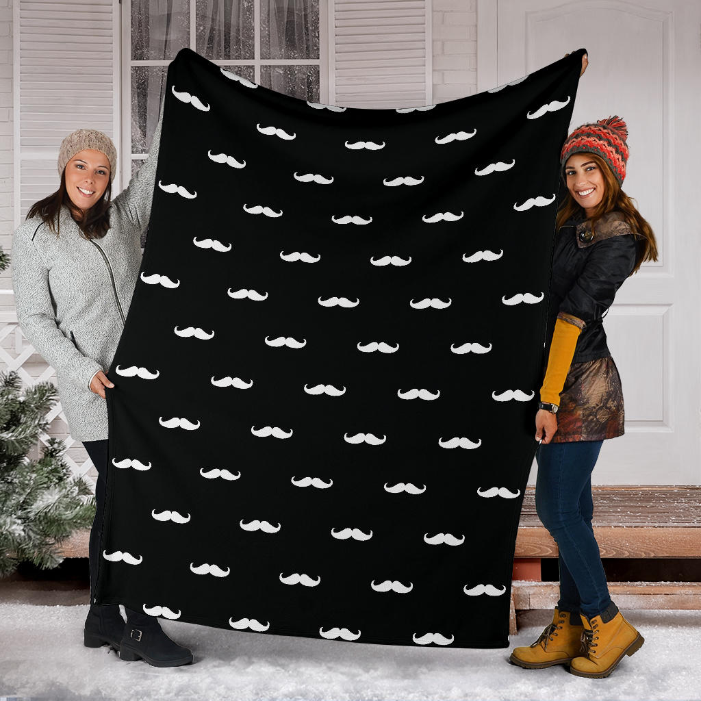 Mustache Pattern Print Design A04 Premium Blanket