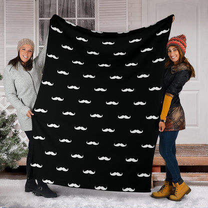 Mustache Pattern Print Design A04 Premium Blanket