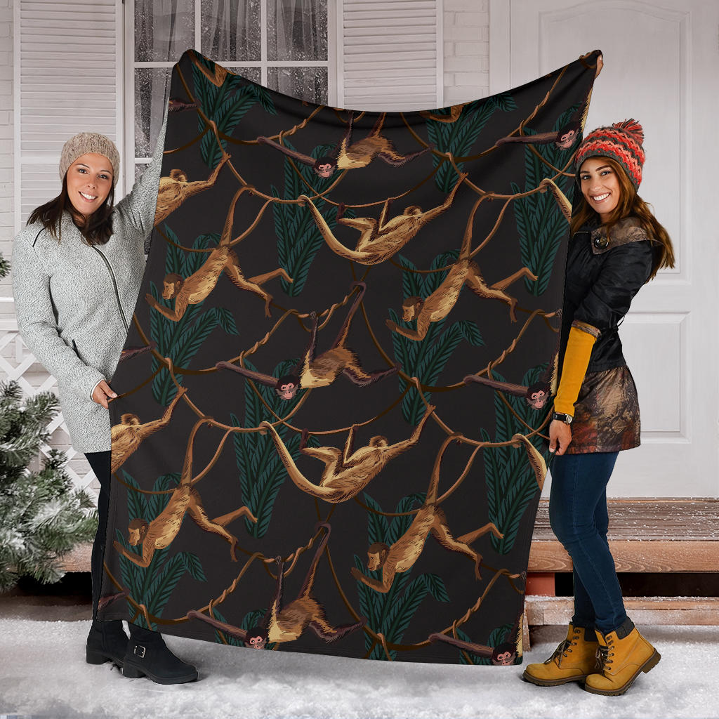 Monkey Pattern Print Design 02 Premium Blanket