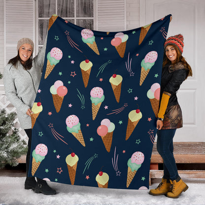 Ice Cream Pattern Print Design 04 Premium Blanket