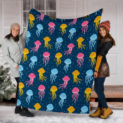 Jellyfish Pattern Print Design 04 Premium Blanket