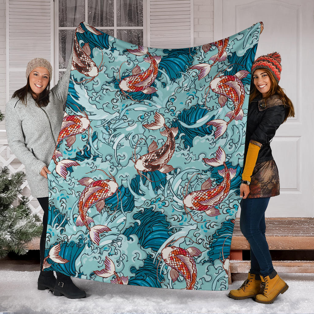 KOI Fish Pattern Print Design 05 Premium Blanket