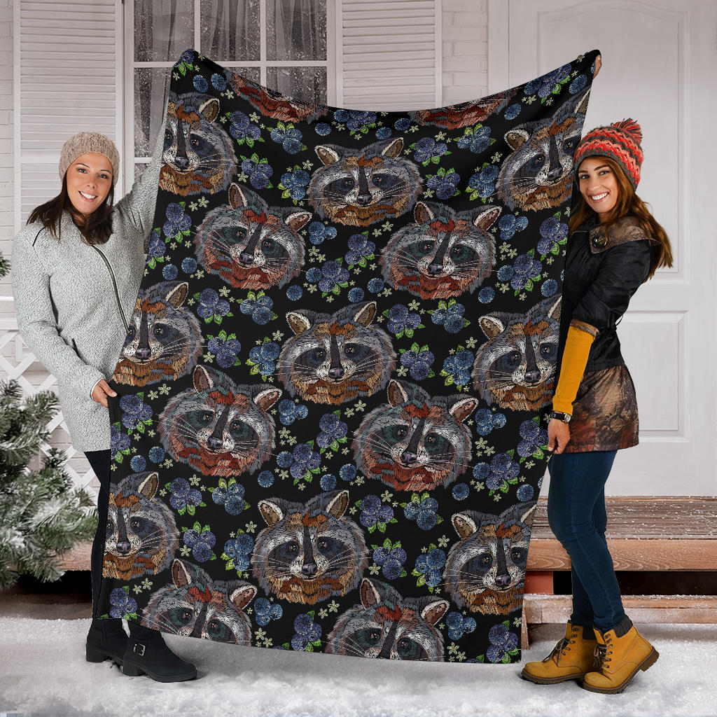 Raccoon Pattern Print Design A03 Premium Blanket