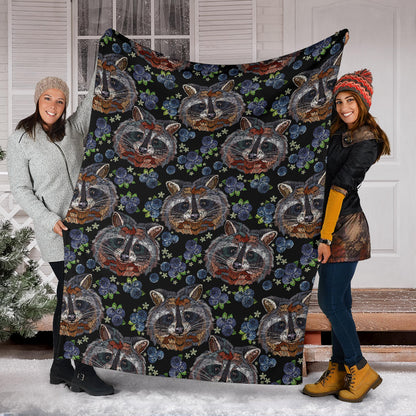 Raccoon Pattern Print Design A03 Premium Blanket
