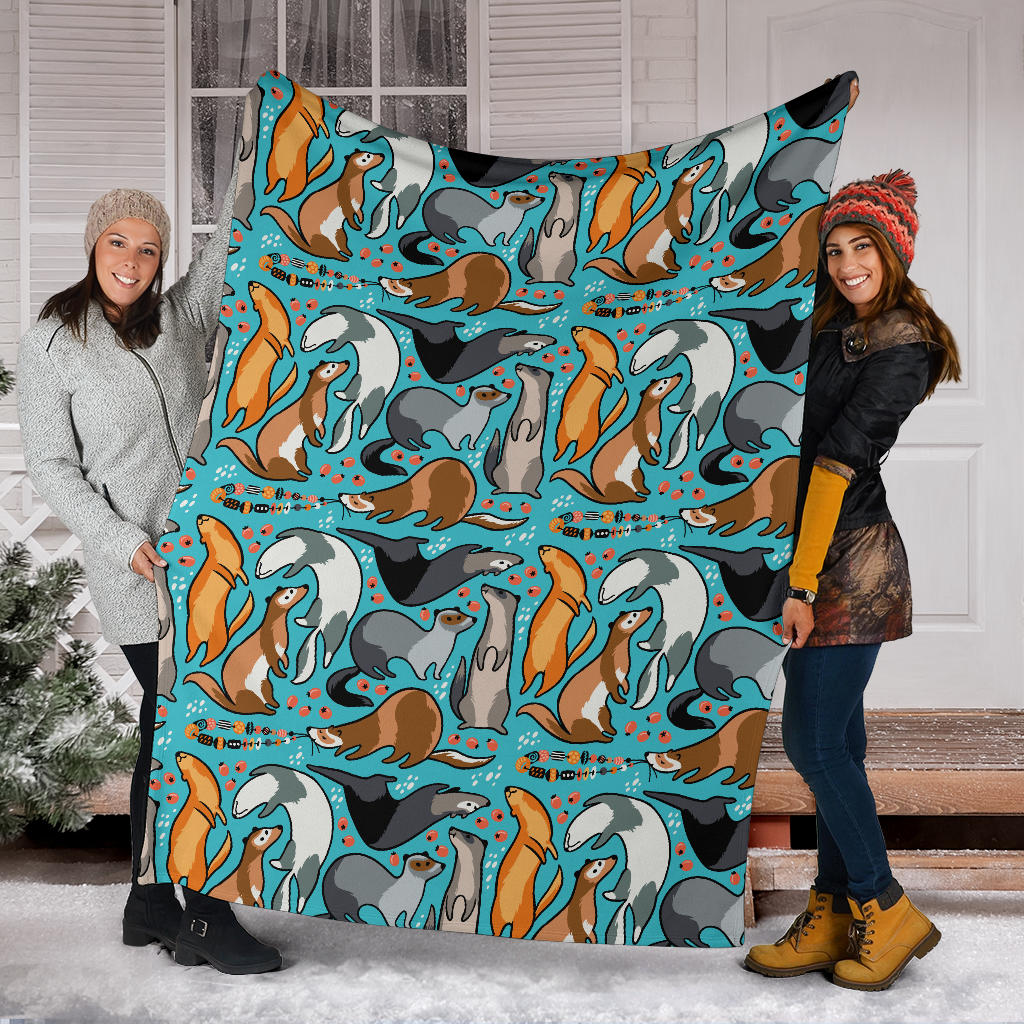 Ferret Pattern Print Design 03 Premium Blanket