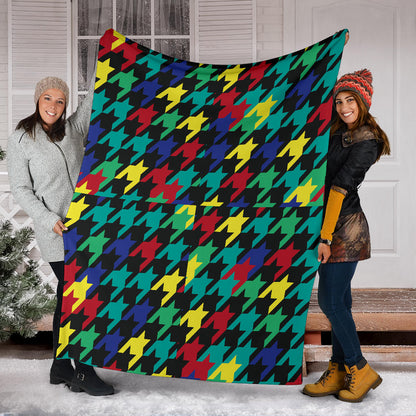 Houndstooth Colorful Pattern Print Design 02 Premium Blanket