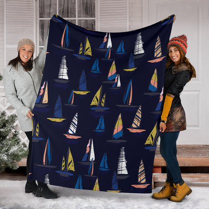 Sailing Ships Pattern Print Design A03 Premium Blanket