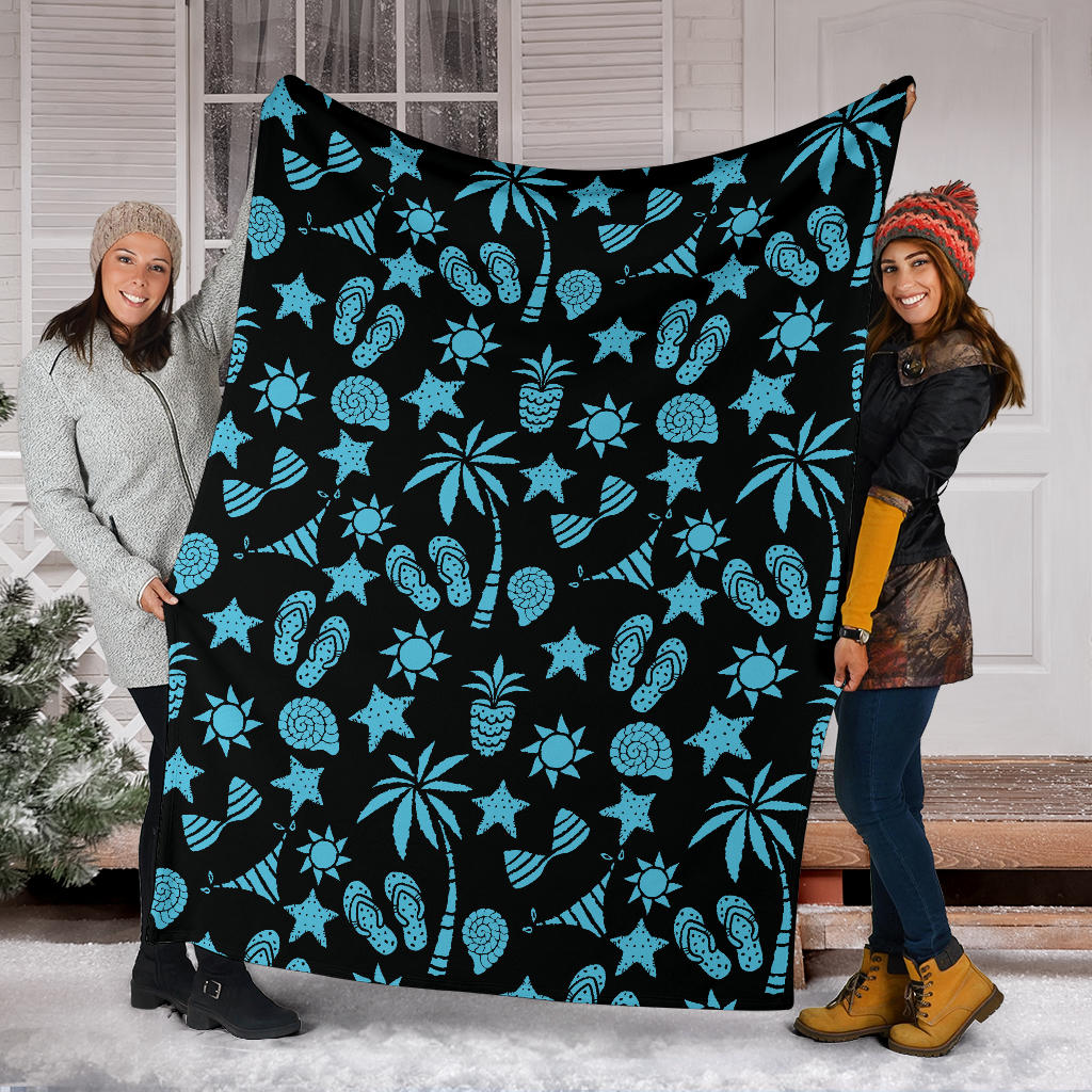 Beach Scene Pattern Print Design 03 Premium Blanket