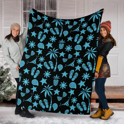 Beach Scene Pattern Print Design 03 Premium Blanket