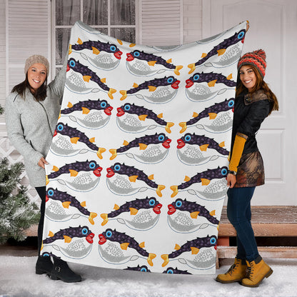 Fugu Pattern Print Design 03 Premium Blanket