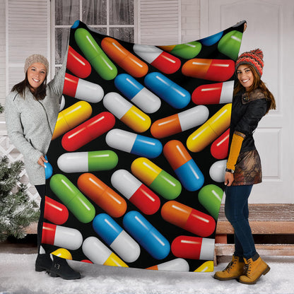 Pill Pattern Print Design A02 Premium Blanket