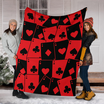 Poker Cards Pattern Print Design A01 Premium Blanket