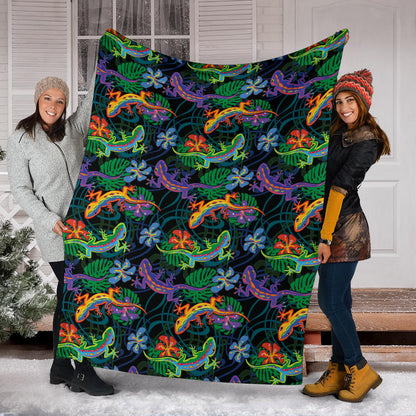 Gecko Colorful Pattern Print Design 01 Premium Blanket