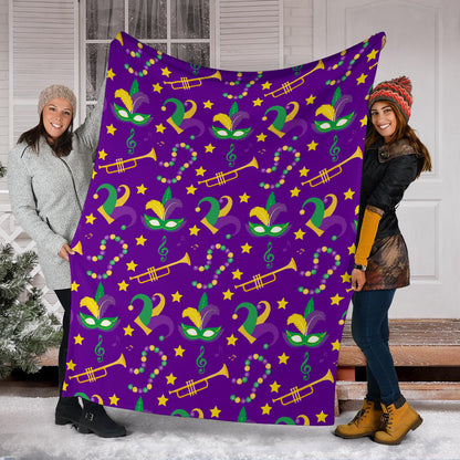 Mardi Gras Pattern Print Design 06 Premium Blanket